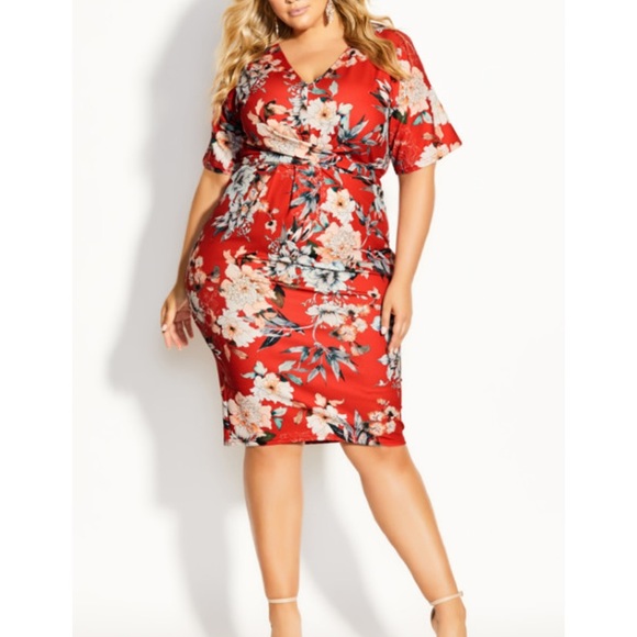 city chic red floral dress